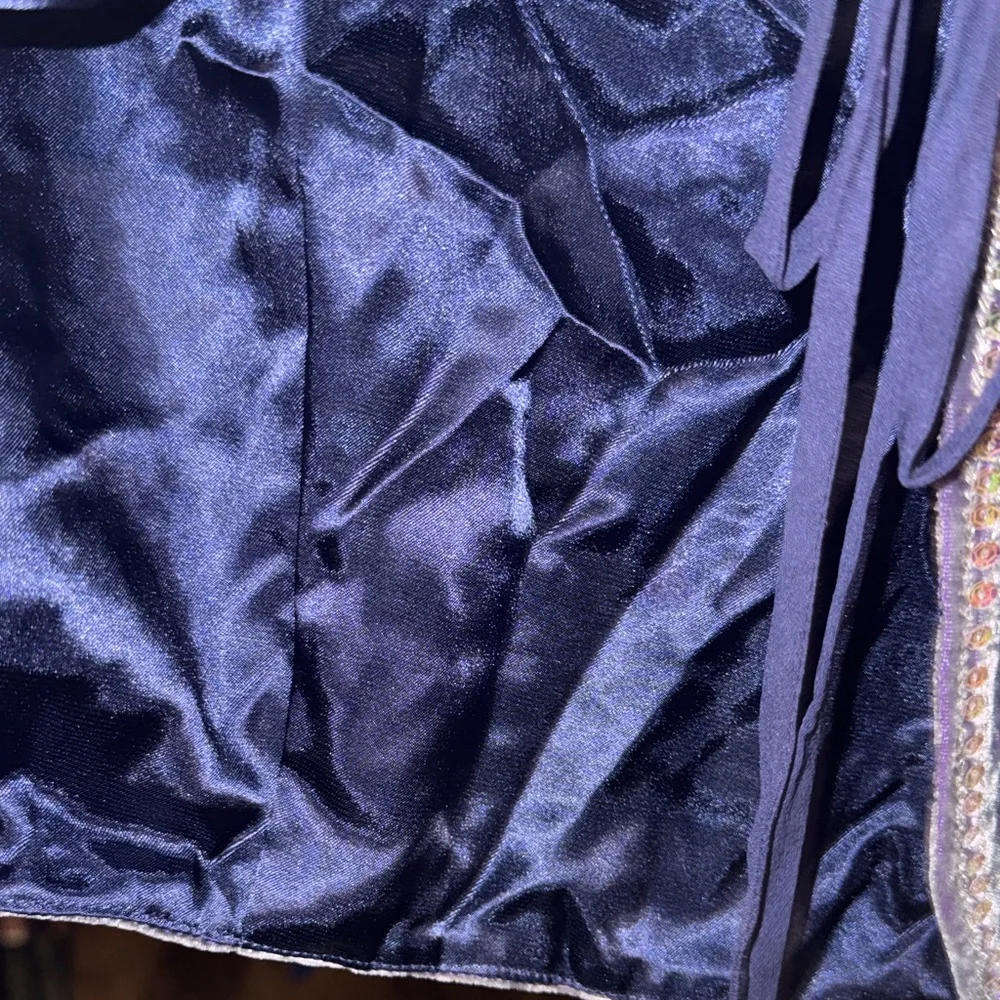 E C I New York Embroidered Purple Velvet Bolero Jacket sz Small - Picture 7 of 10
